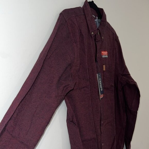 CHAPS Burgundy Red Long Sleeves Perfomance Flannel size Small in Rich Ruby - Picture 5 of 11